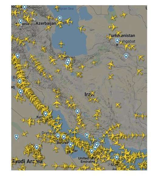 افزایش پروازهای عبوری از آسمان ایران + عکس