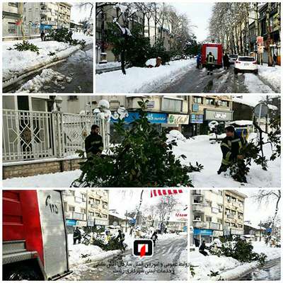 گزارش تصویری از تلاش آتش نشانان شهر باران در روزهای آماده باش بارش برف شهر رشت/بهمن 98/ سری سوم