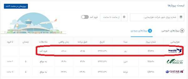 پرواز فوق العاده رم-تهران ساعت ۷ امروز در فرودگاه امام نشست