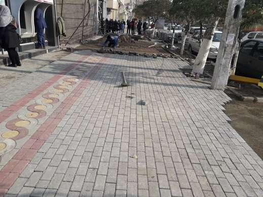 کف سازی پیاده‌رو مقابل خیابان قطران تا میدان ابوریحان