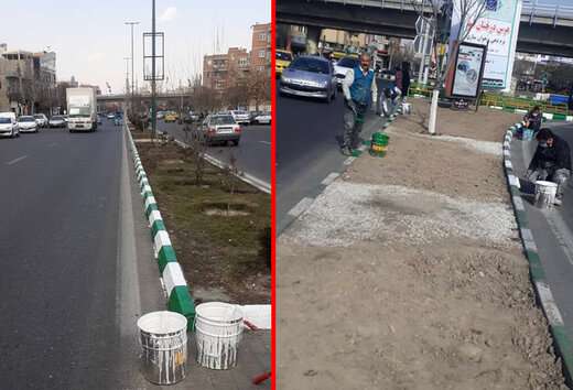 رنگ آمیزی جداول خیابان سلیمان خاطر