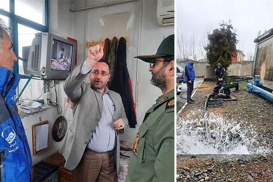اجراي مانور روبرويي با حوادث زيست محيطي ادارات خدمات رسان در تاسيسات آبرساني امور فومن