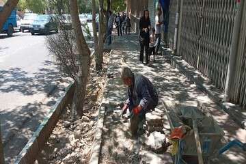 ترمیم کفسازی پیاده‌رو خیابان ثقه الاسلام جنوبی